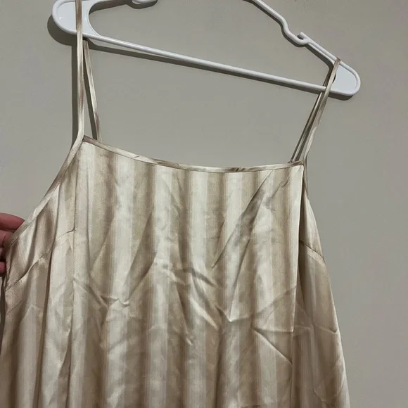 Madewell Midi Slip Dress in Stripe Silk Color Faded Khaki Size 12 *mark - Picture 7 of 13